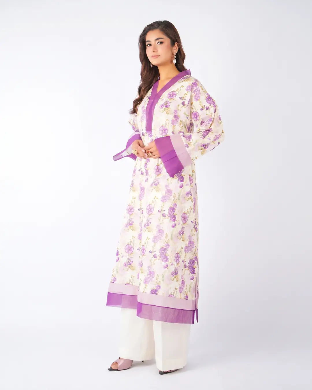 3 Piece Bareeze Unstitched Printed Lawn Suit – Off-White Color