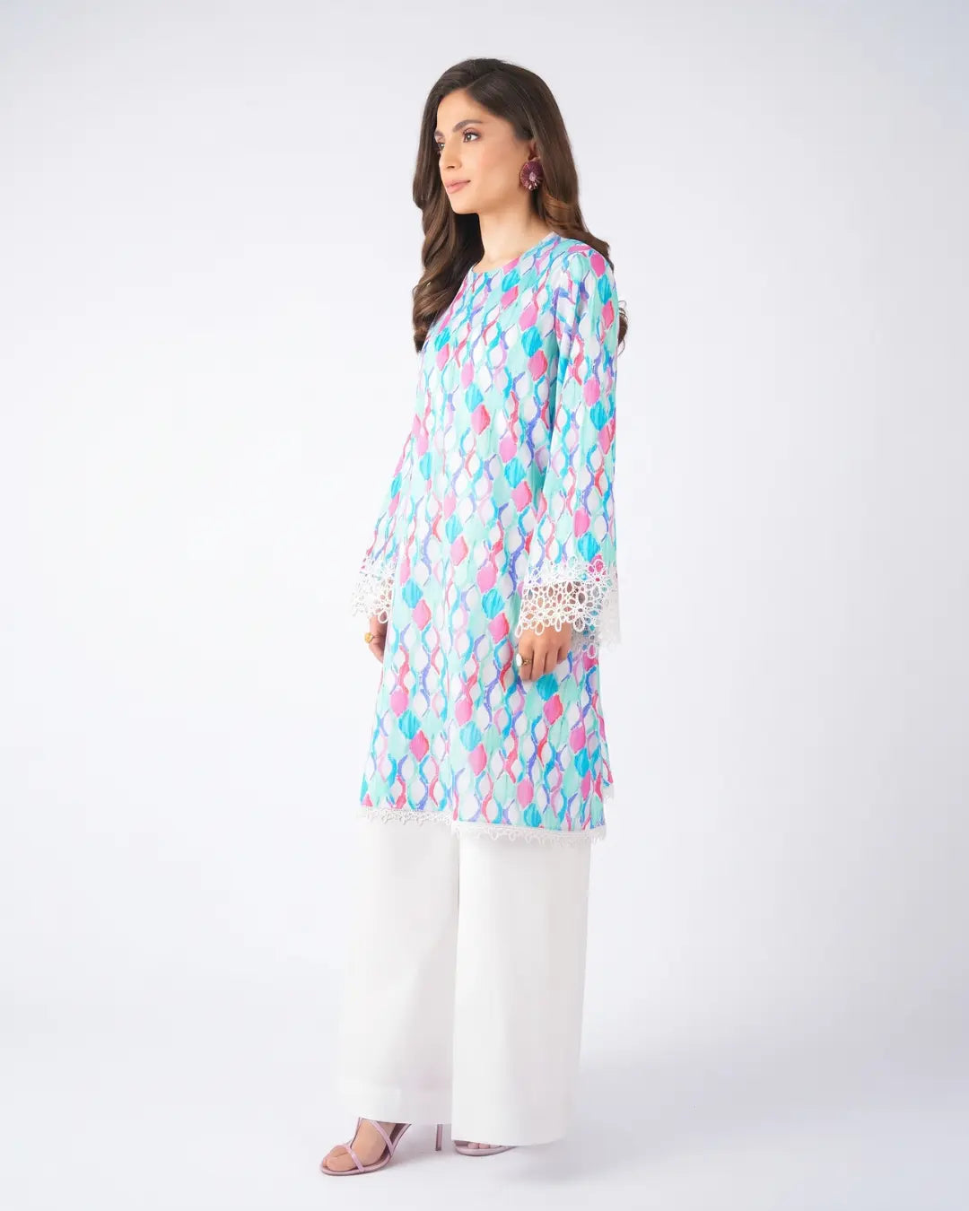 3 Piece Bareeze Unstitched Printed Lawn Suit – White Color