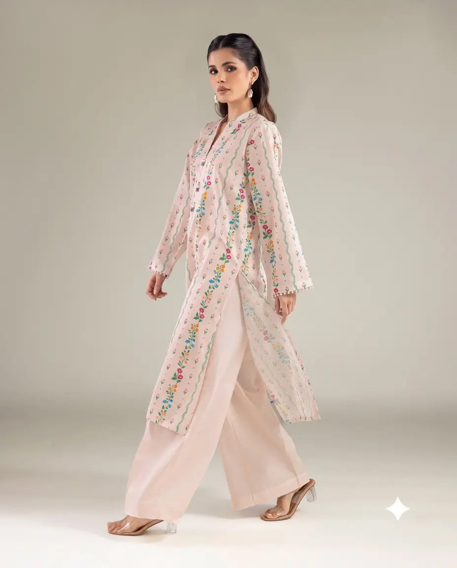 3 Piece khaadi Unstitched Printed Lawn Suit – Cream Color
