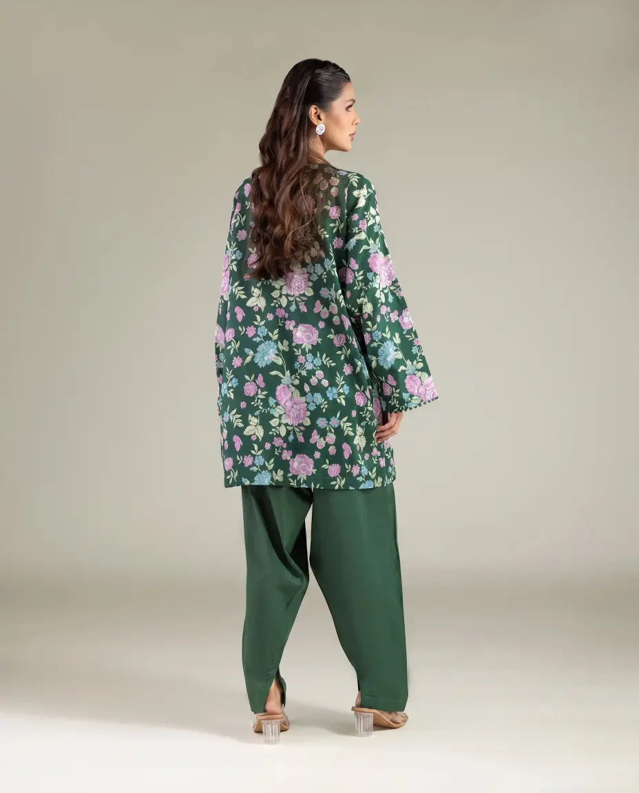 3 Piece khaadi Unstitched Printed Lawn Suit – Green Color