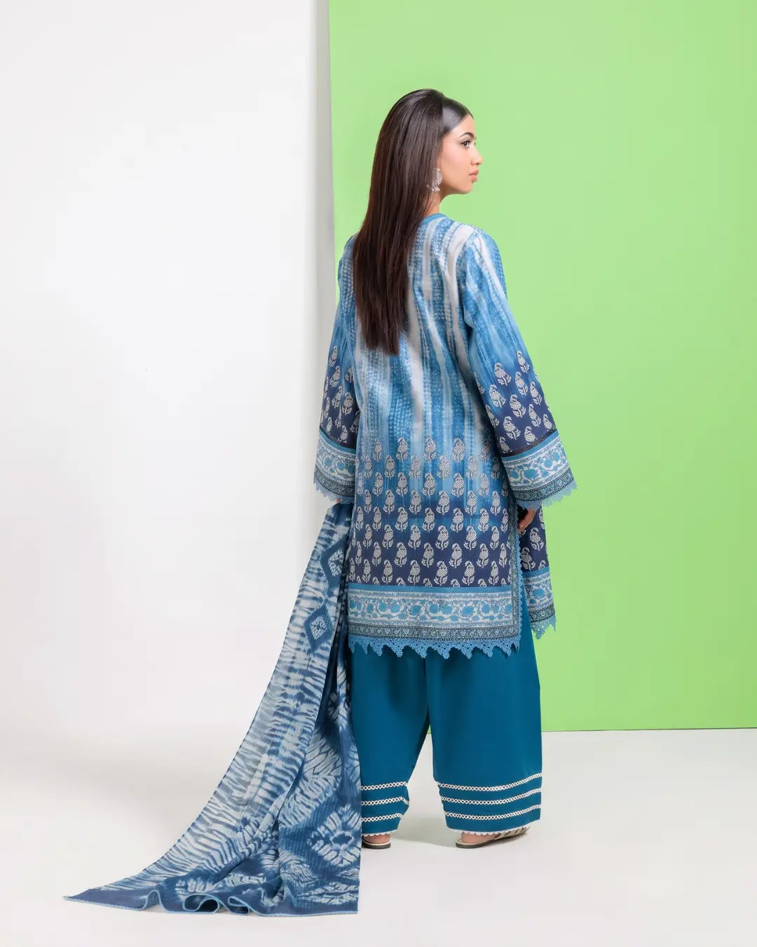 3 Piece Bonanza Satrangi Unstitched Printed Lawn Suit – Ferozi Color